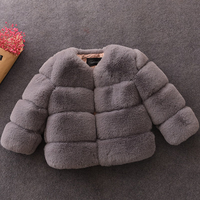 Snowy Elegance Children's Fur Coat