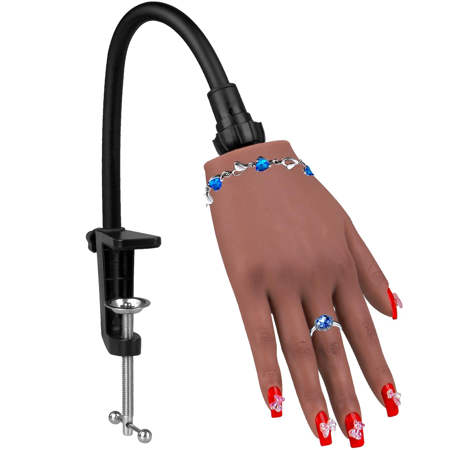 Practice Hand for Acrylic Nails,Nail Practice Hand with Stand Bracket, Flexible Bendable Silicone Nail Practice Fake Hand, Nail Training Mannequin Hand for Acrylic Nails for Beginners, Nail Tech