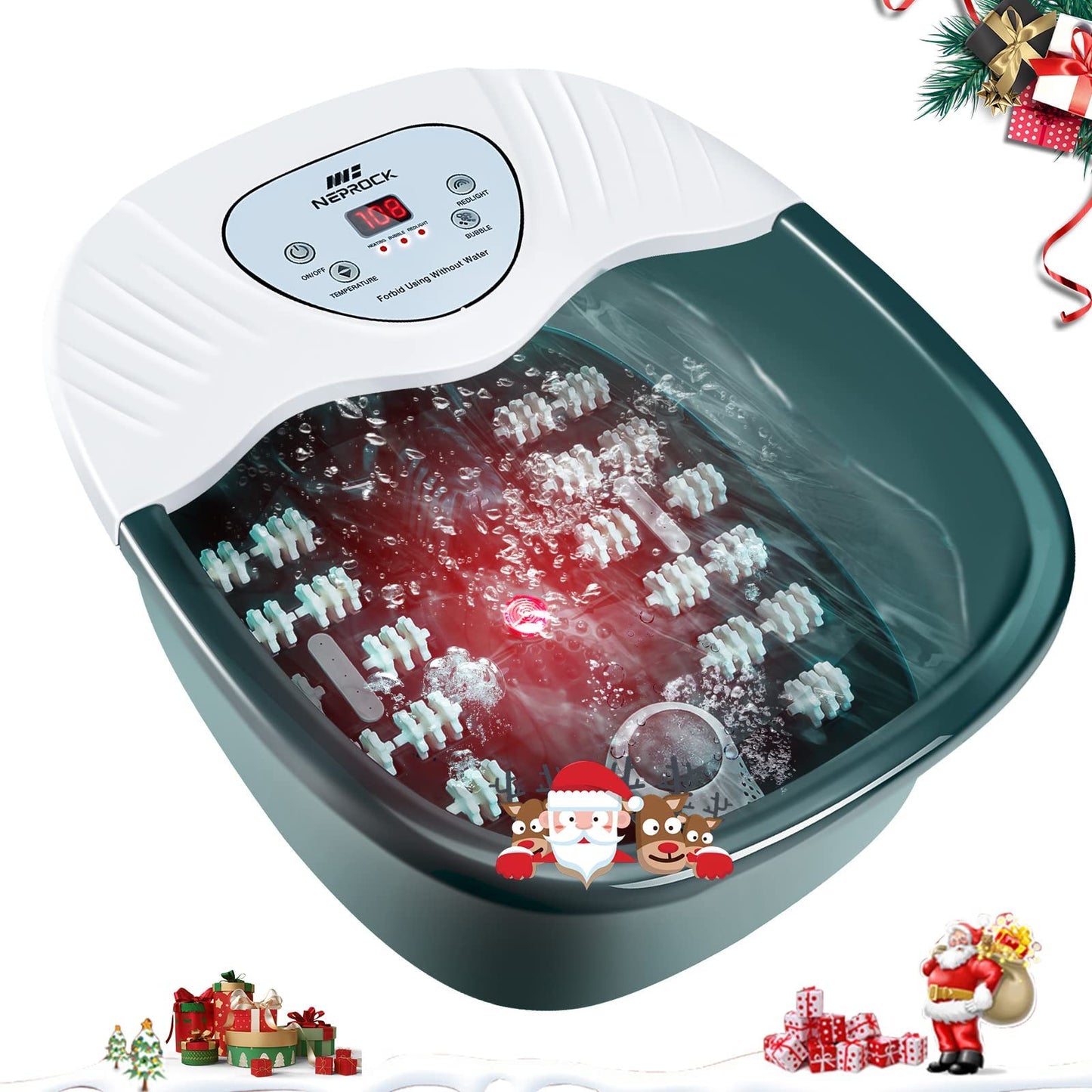 Neprock Foot Spa Bath Massager with Heat, Pedicure Foot soak tub with 22 Massaging Rollers for Foot Pain Relief,Foot Bath Spa with Bubbles Christmas Gifts for Women from Daughter