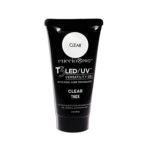 Cuccio Pro T3 Cool Cure Versatility Gel - Controlled Levelling - LED And UV - Incredibly Flexible - Strong Adhesion - Thick Viscosity - Fast Application - Quick-Dry - Tube - Clear - 2 Oz Nail Gel