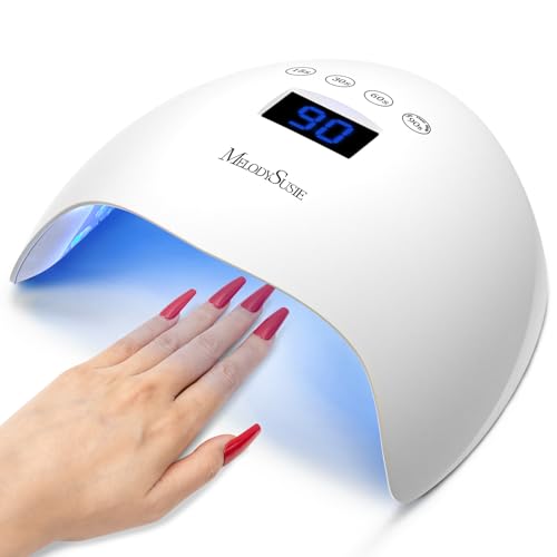 MelodySusie 48W UV LED Nail Lamp White, Professional Nail Dryer for Gel Nails Polish with 4 Timers Fast Curing, P-Plus24T UV Light for Nails with Auto Sensor for Home Gel Nail Art Manicure