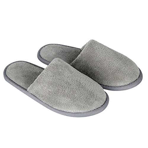 Spa Slippers, Closed Toe(Large Size,12 Pairs) Disposable Indoor Hotel Slippers, Fluffy Coral Fleece, Padded Sole for Comfort- for Guests, Hotel, Travel, Fits Up to US Men Size 9 & Women Size 10