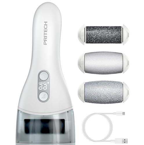 Electric Callus Remover for feet,PRITECH Rechargeable Foot File Electronic Pedicure Tools Kit for Calloused Removal, Waterproof Electric Foot Scrubber Duty Feet Care for Heels Dead, Heavy, Dry Skin