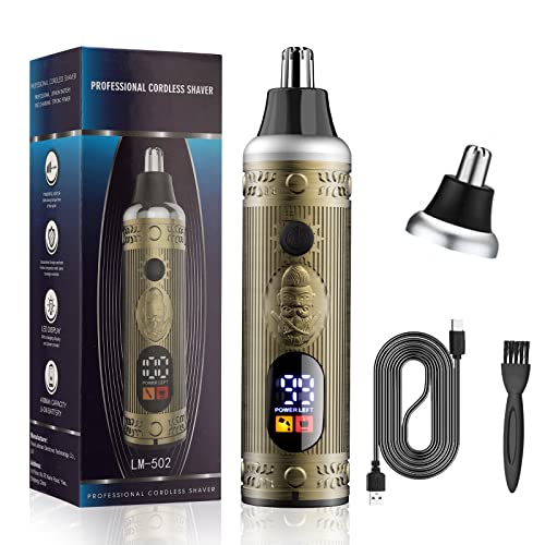 RESUXI Ear and Nose Hair Trimmer for Men and Women,Rechargeable Nose Hair Clipper for Nostril Nasal Ear Hair, Electric Facial Ear Hair Remover with Gold Knight Replaceable Dual Edge Blades