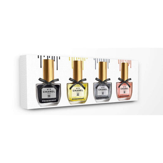 Stupell Industries Makeup Collection Nail Polish Yellow Pink Grey Fashion, Design by Artist Ziwei Li Wall Art, 10 x 24, Canvas