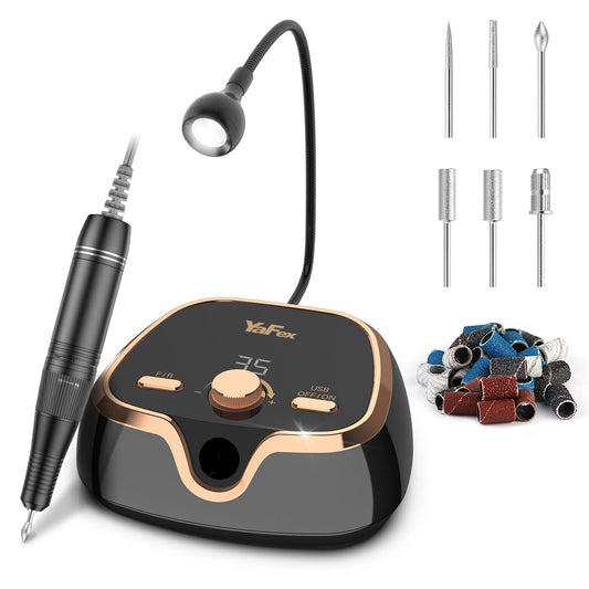 YaFex 35000RPM Professional Nail Drill Machine, High-Speed Electric Nail File for Acrylic Nails, Gel Nails, Toenails, Manicure Pedicure Kit E File for Salon Home Use