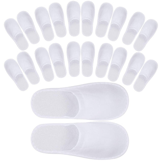 Tbestmax 24 Pair Spa Flip Flops Disposable Slippers for Hotel Guests Women, Men Closed Toe Super Comfort White