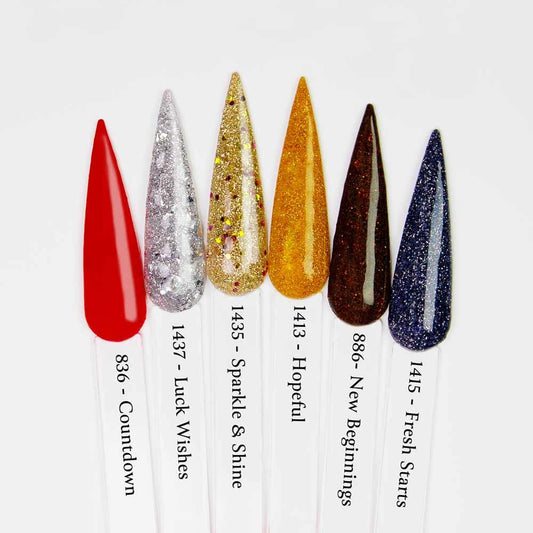 Dip Powder Nail Set, DoubleDip 6 Pcs Glitter Series for All Occasions, Dipping Powder Color French Nail Art Manicure DIY Salon Home Gifts for Women, No Need Nail Lamp Cured