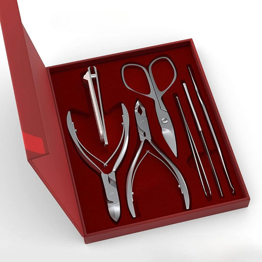 Suvorna Professional Manicure Kit & Pedicure Kit 7Pc with Nail File, Toenail Clippers, Fingernail Clippers, Tweezers for Women Facial Hair, Cuticle Pusher, Nail Cleaner, Cuticle Nippers, Nail Scissors