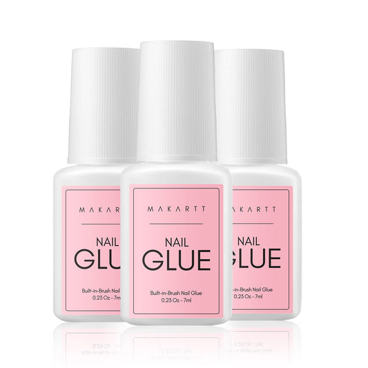 Makartt Super Strong Nail Glue for Acrylic Nails 7ML 3 Pcs Brush on Nail Glue for Nail Tips Press On Nails Ultra Quick,Long Lasting,Easy to Use False Nail Glue for Glue on Nails Fake Nails DIY Nails