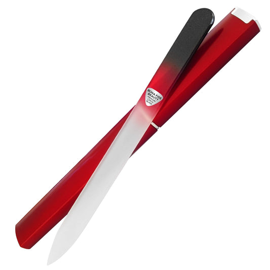 Bona Fide Beauty Czech Glass Nail File for Natural Nails (Black Red), 1Pc Crystal Nail Filer with Case - Thoughtful Teacher Appreciation Gifts