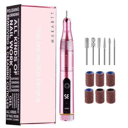 Makartt Cordless Nail Drill 35000RPM Rechargeable Electric Nail File ELLSEE Portable E Filer, Professional Manicure Kit for Acrylic Nails Gel Polish Remover 6pcs Nail Drill Bits Nail Tech Home DIY