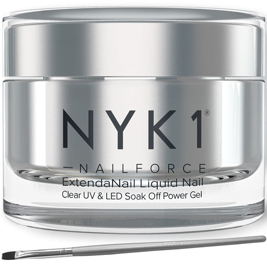Strengthening Nail Builder Gel For Nails (.5 Fl Oz / 15ml) NYK1 NailForce Gel Builder For Nails Fix Split Broken Nail Strengthener - Clear Polygel Nail Gel Builder UV Gel and LED Hard Gel For Nails