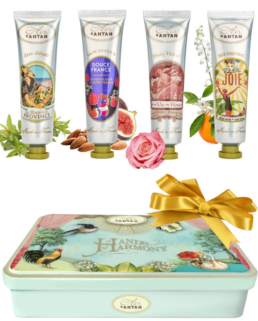 Hand Lotion Gift Set for Women 4pcs UnAir d'Antan, Hand Cream Gift Set with Shea Butter, Sweet Almond Oil, 4 Hand Cream For Women - Lotion Gift Set Includes Scents of Provence, Douce, Rose & Joie
