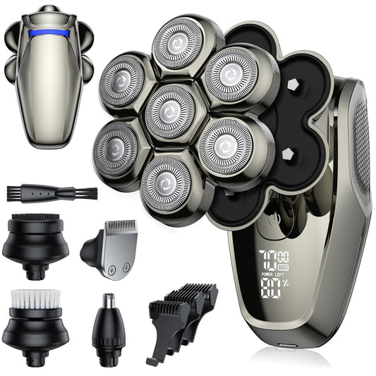 Vylto 7D Head Shavers for Bald Men, Upgrade Detachable Bald Head Shavers for Men IPX7 Waterproof Wet/Dry Head Shaver LED Display Electric Razor Head Shavers with Men's Grooming Kit, Type-C Charge