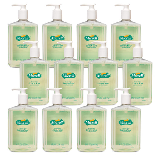 MICRELL Antibacterial Lotion Soap, Light Citrus Scent, 8 fl oz Pump Bottle (Pack of 12) – 9752-12