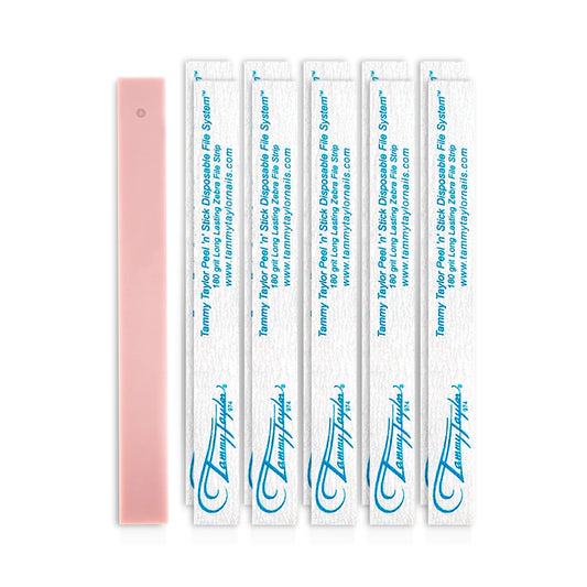 Tammy Taylor Natural Nail Art Files | Peel 'N' Stick Disposable Zebra 180 Grit Nail File with Professional Emery Boards | Gel Polish, Nail Lacquer, Fingernail and Toenail Care | 25 Pack
