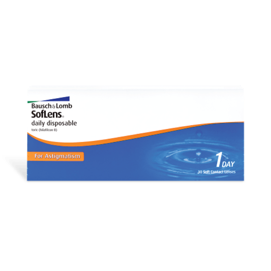 SoftLens Daily Disposable for Astigmatism toric Bausch & Lomb contact lens - v sense optics bausch and lomb b&l monthly replacement thin comfort on eyes cornea wettability clear sharp vision sphere silicone hydrogel PC technology oxygen 30 pack