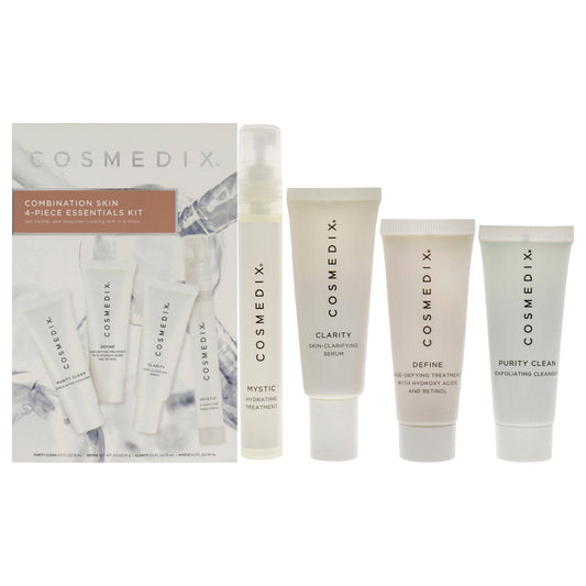 Combination Skin Essentials Kit by CosMedix for Unisex - 4 Pc Kit 0.5oz Purity Clean, 0.5oz Define, 0.5oz Clarity, 0.5oz Mystic