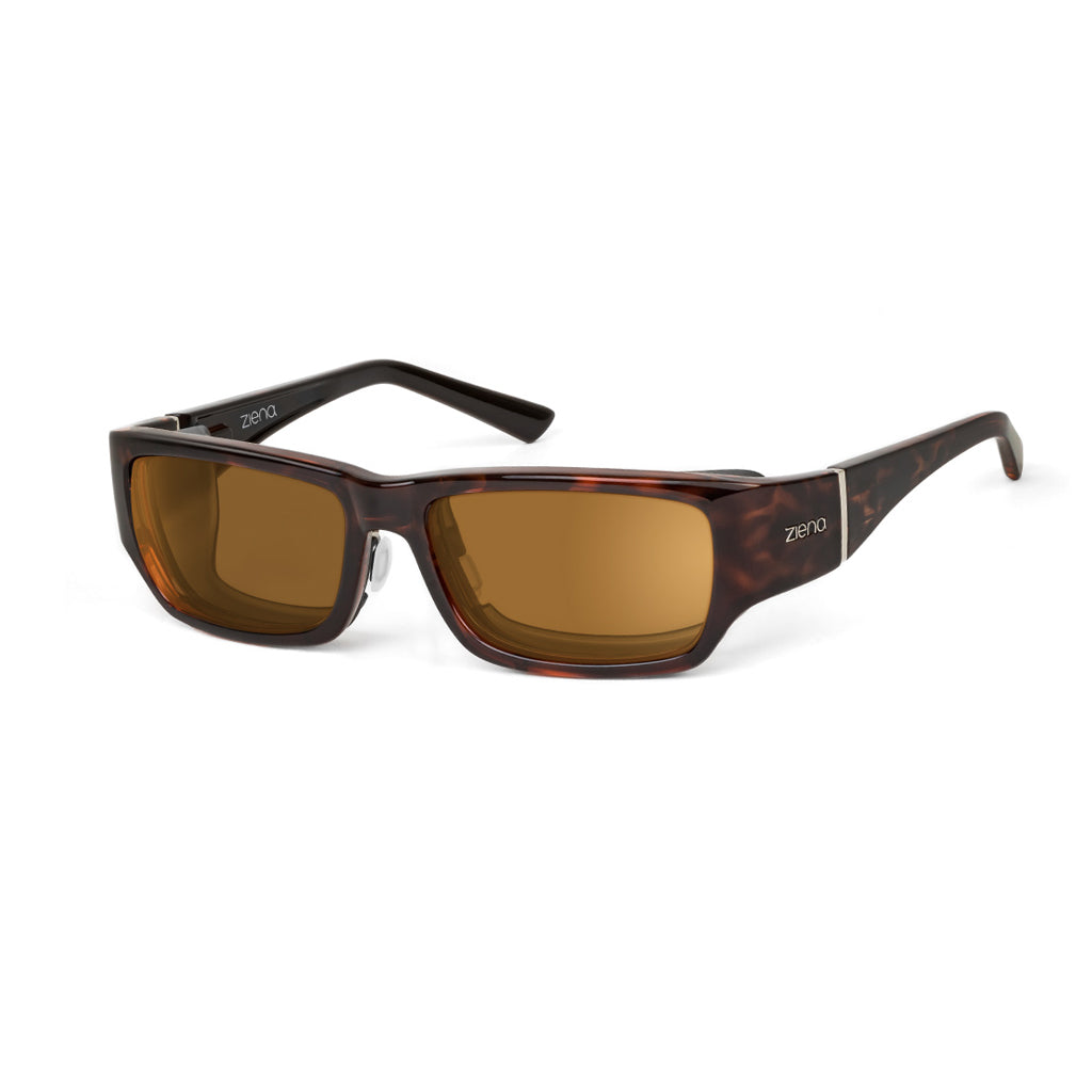 Ziena Seacrest in Tortoise Frame with Black Eyecup and Copper Lens profile view